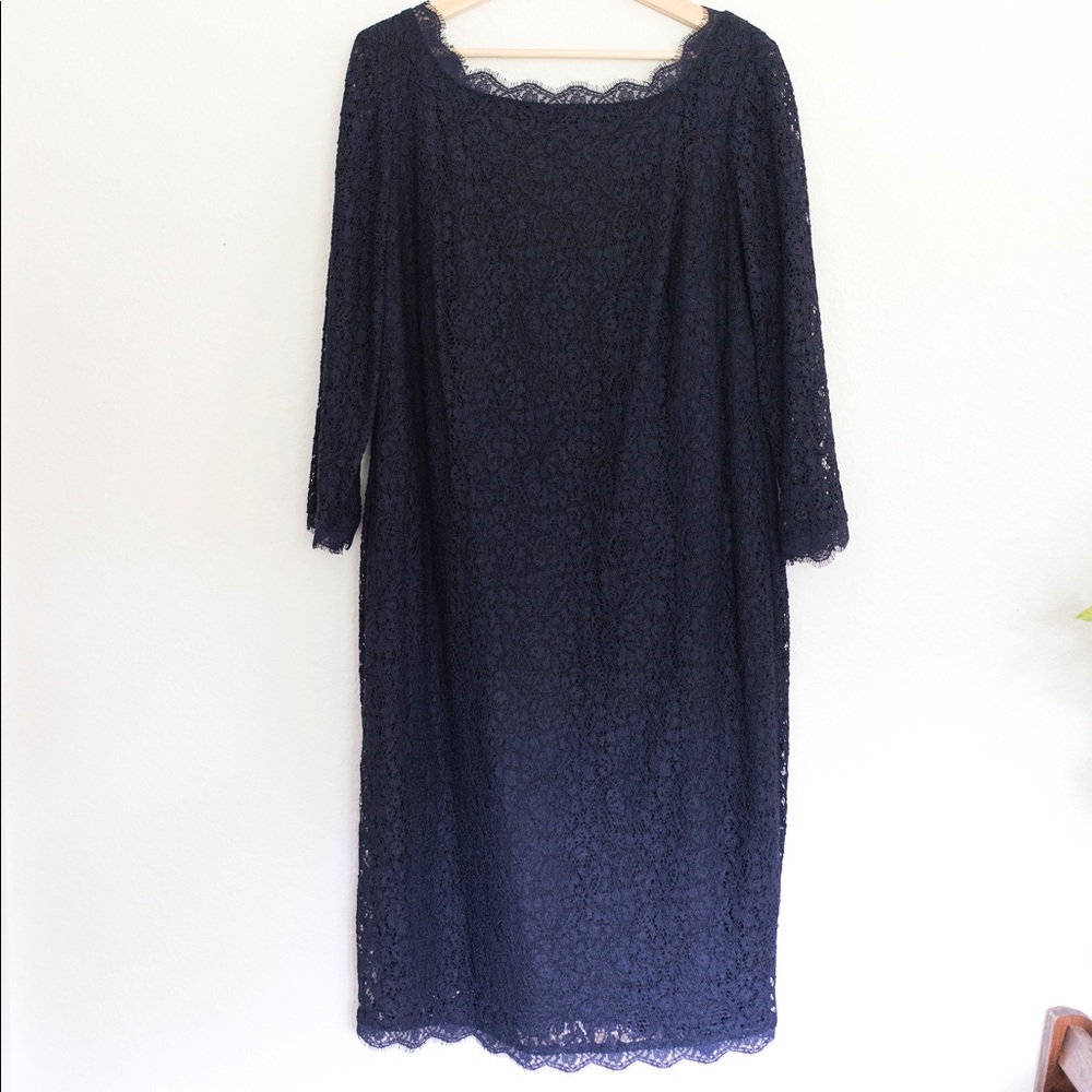 Navy Lace Boatneck Cocktail Dress